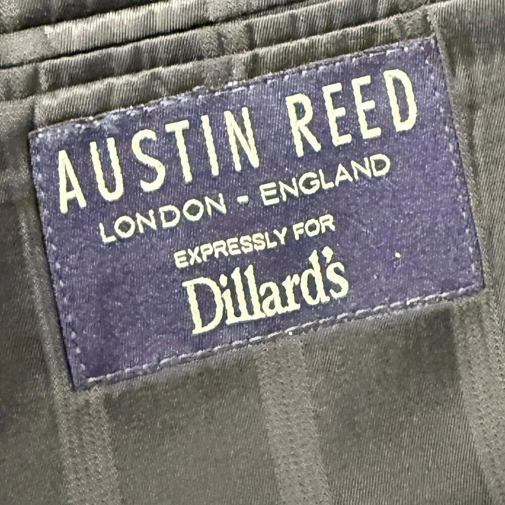 Austin Reed Mens Dillards Blue Worsted Wool Blazer Jacket 48R Gold Buttons